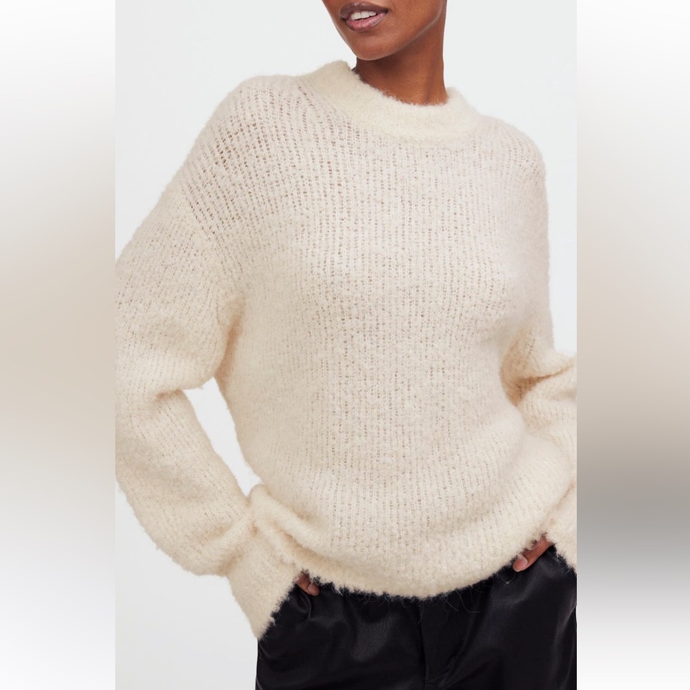 2/$100 MADEWELL NWT Wool & Alpaca Blend Boucle Oversize Crewneck Sweater